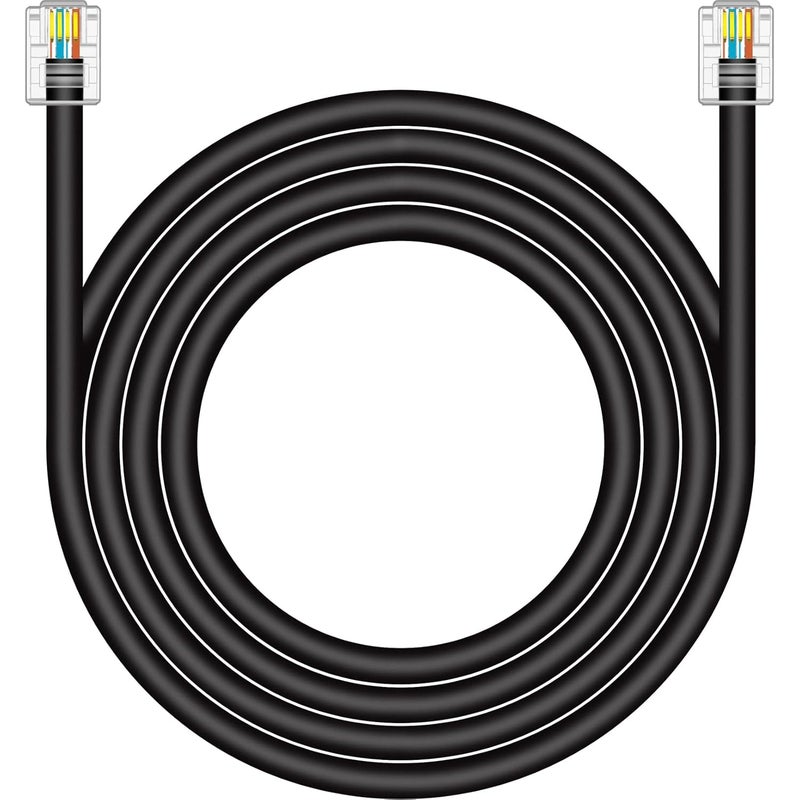 NECABLES CAT5 RJ11 Data Cable DSL Cable 25ft High-Speed for DSL Modem Twisted Wire UTP RJ11 6P4C Male to Male Black - 25 Feet - Image 1